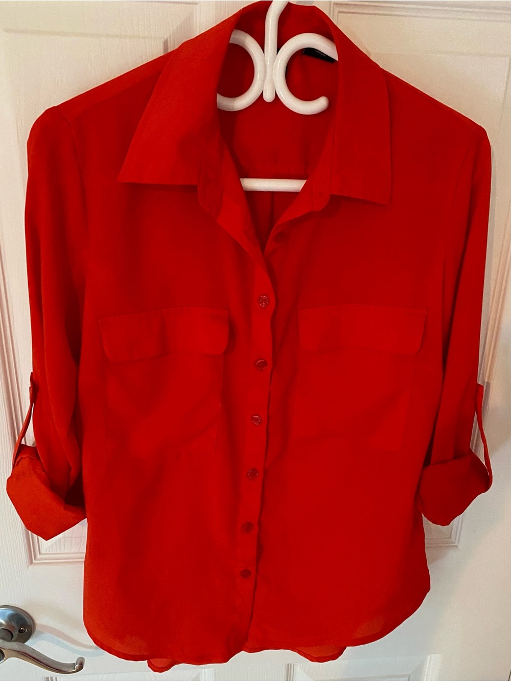 Simons Classic Burnt Orange Button-Down Shirt with Chest Pockets